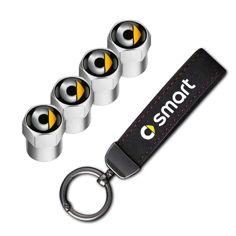 Smart Car Tire Wheel Valve Caps Cover Car Key Chain Ring Keychain For Smart Fortwo Forfour Forjeremy Forvision 451 453 Brabus