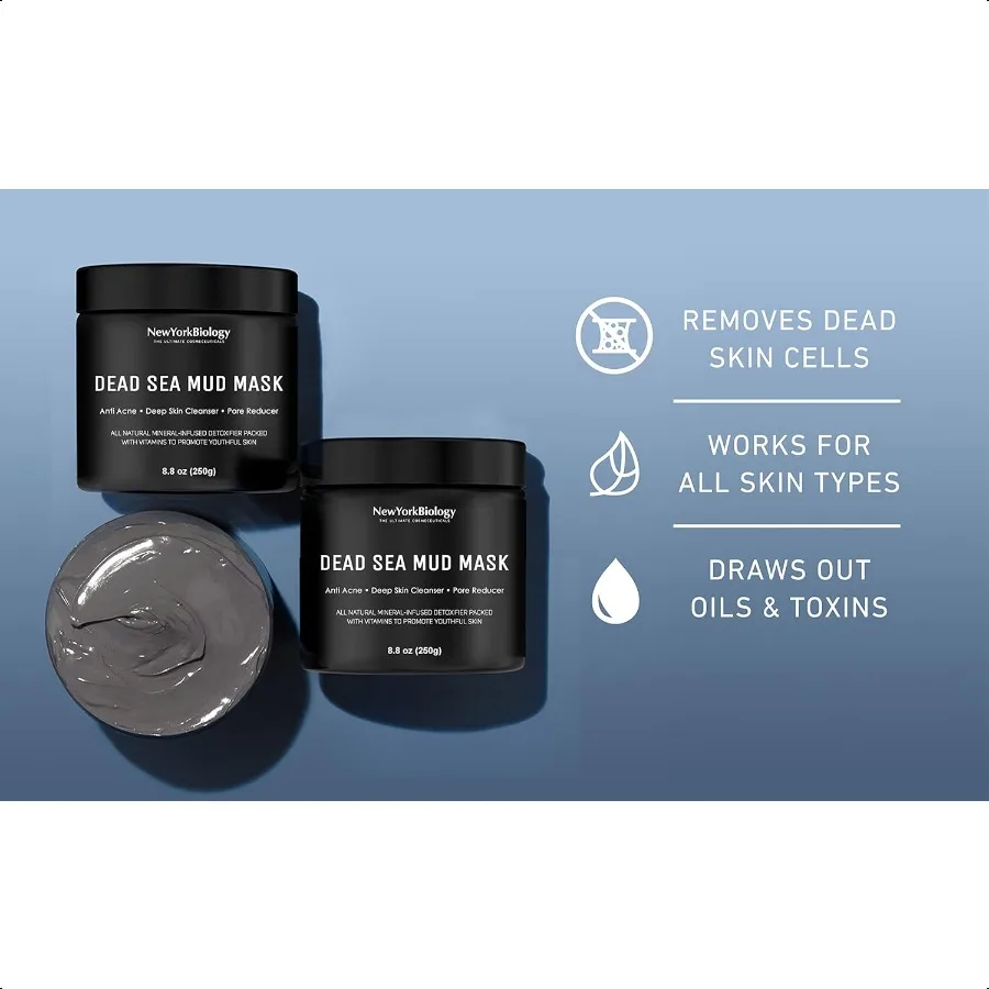 Nova york biologia máscara de lama do mar morto para rosto e corpo spa qualidade redutor de poros para acne cravos pele oleosa natural cuidados com a pele fo