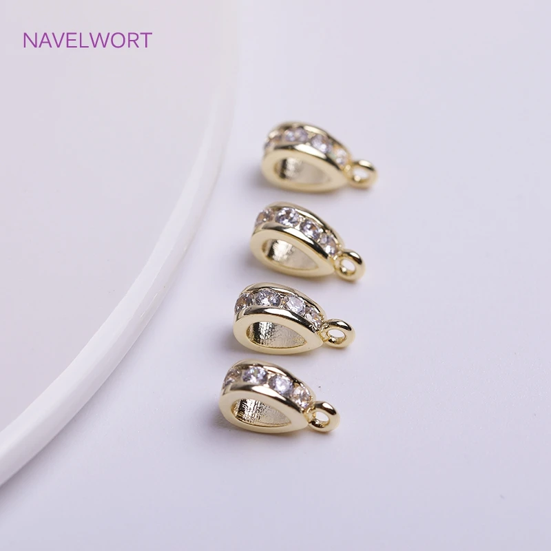 Colgante en forma de gota chapado en oro de 18K, conector de fianzas, espaciador de circón con incrustaciones de latón, percha de cuentas para