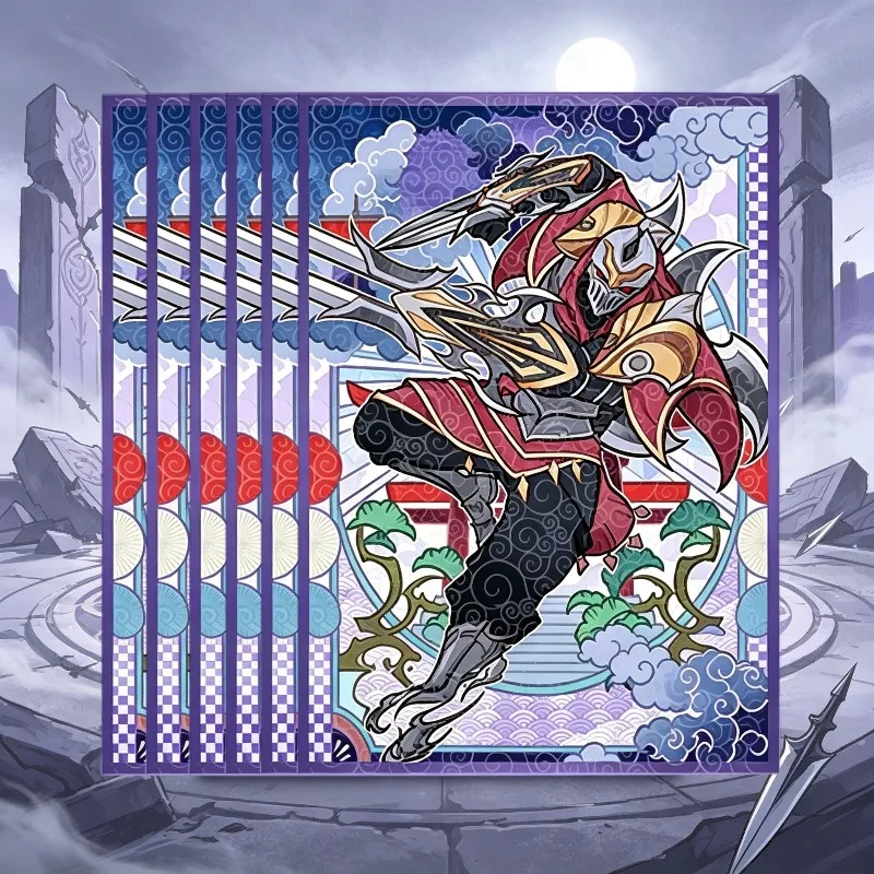 Suitable for Riftbound The Master of Shadows Powder Foil Flash Card Sleeves 66x91mm Zed Glass Painted Game Card Protective Cover