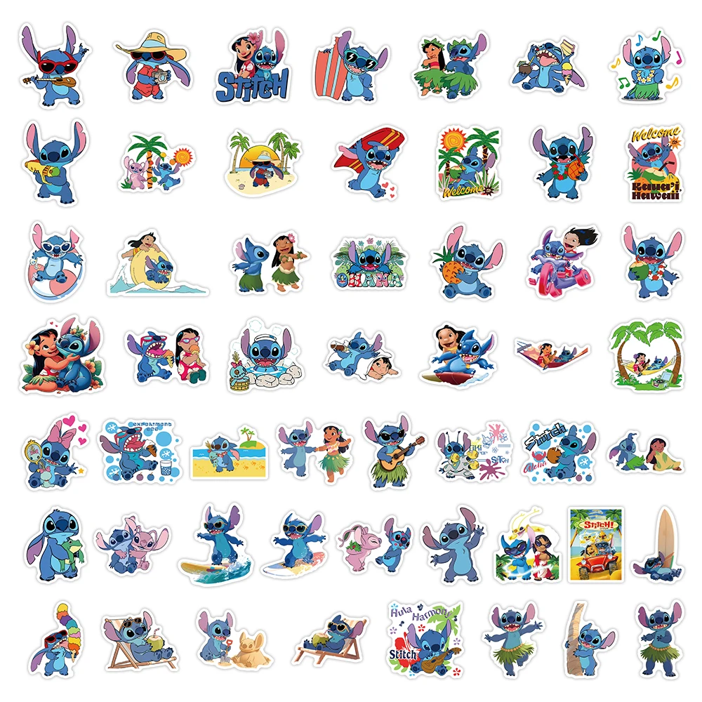 53 قطعة من ملصقات ديزني هاواي ستيتش المقاومة للماء لتزيين لوح التزلج جراب هاتف دفتر جرافيتي ألعاب أطفال شارات هدايا #1