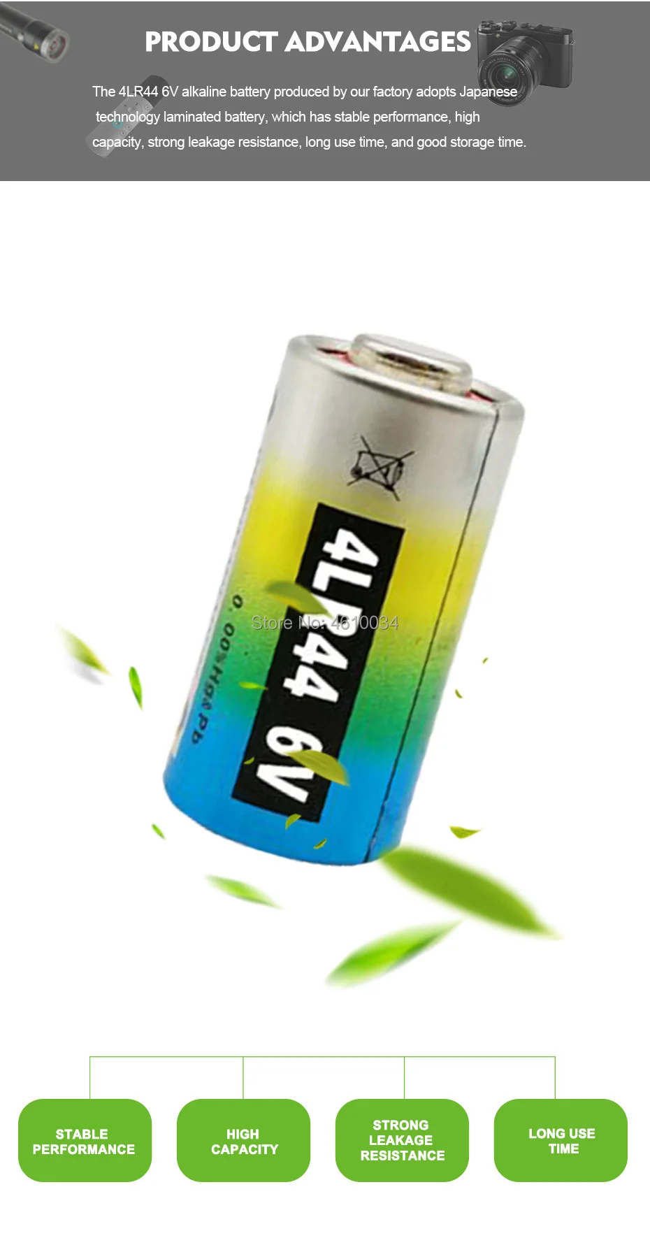 Lot de 2 piles alcalines 6V 4LR44 pour chiens, accessoire de dressage, colliers de choc, stylo de beauté, A544V 4034PX PX28A L1325 4AG13 544 4A76, piles sèches