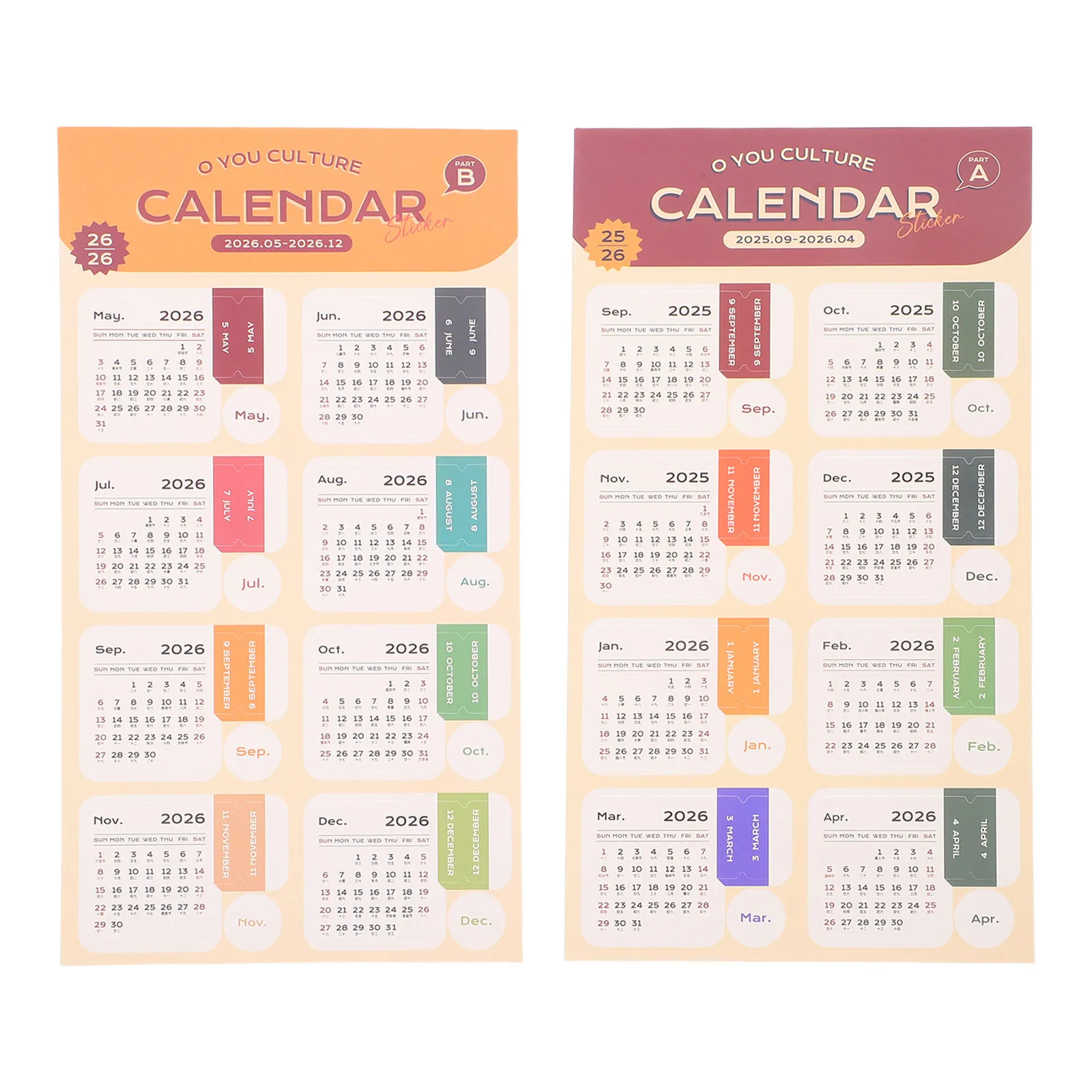 

2026 Monthly Planner Tabs Stickers Color Coded Calendar Index Sheets For Journal Notebook Organization Candy Color Month