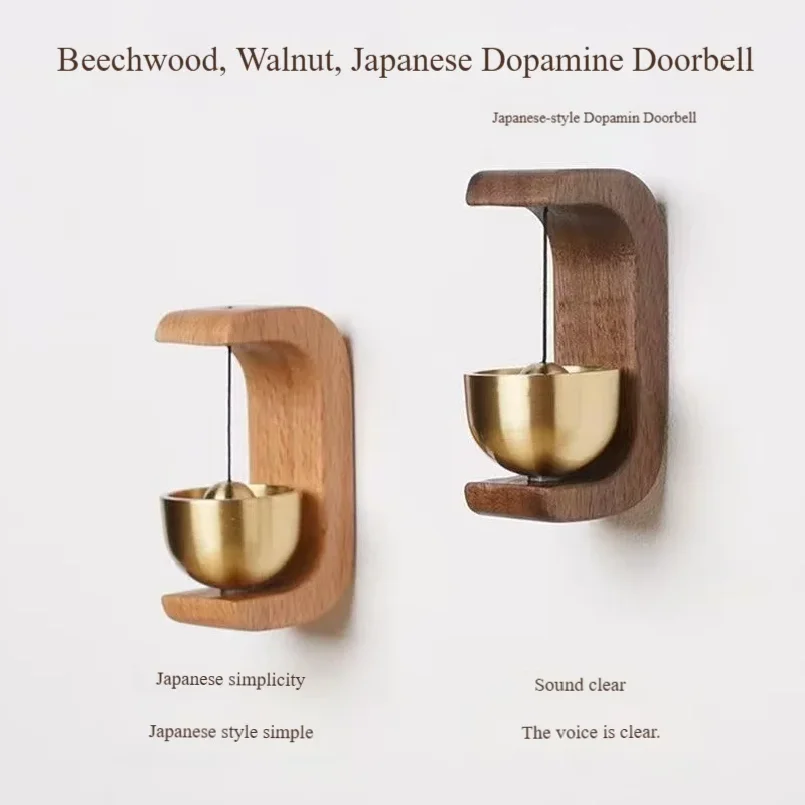 Wooden Doorbell, Suction Type Entrance Wind Chime, Door Opening Reminder Bell, Housewarming Gift, Solid Wood Dopamine Doorbell