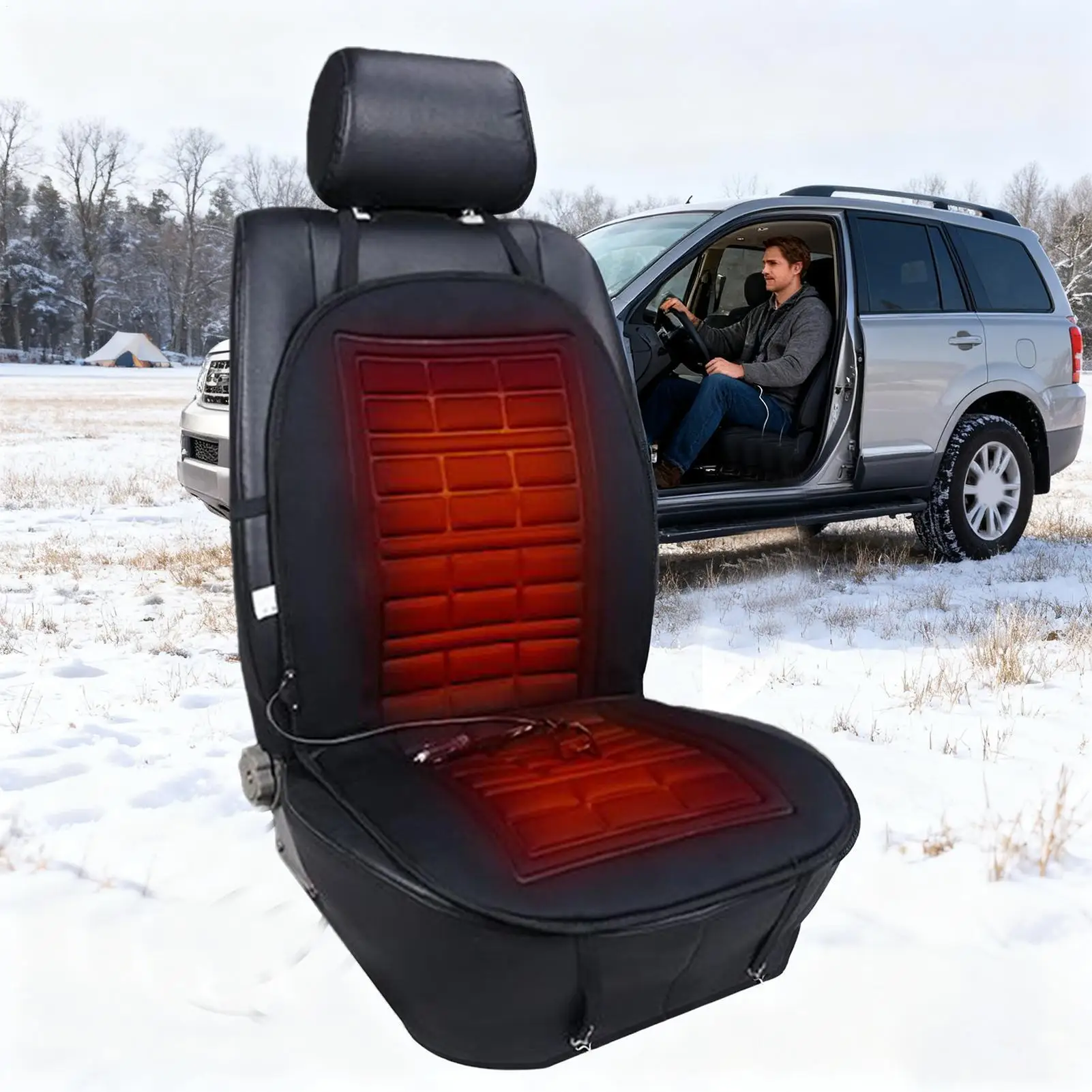 

new black Car Seat Heater Winter Warmer Automotive Supplies 12V Seat Warmer for Car with 2 Levels for RV Truck Sedan Pickup
