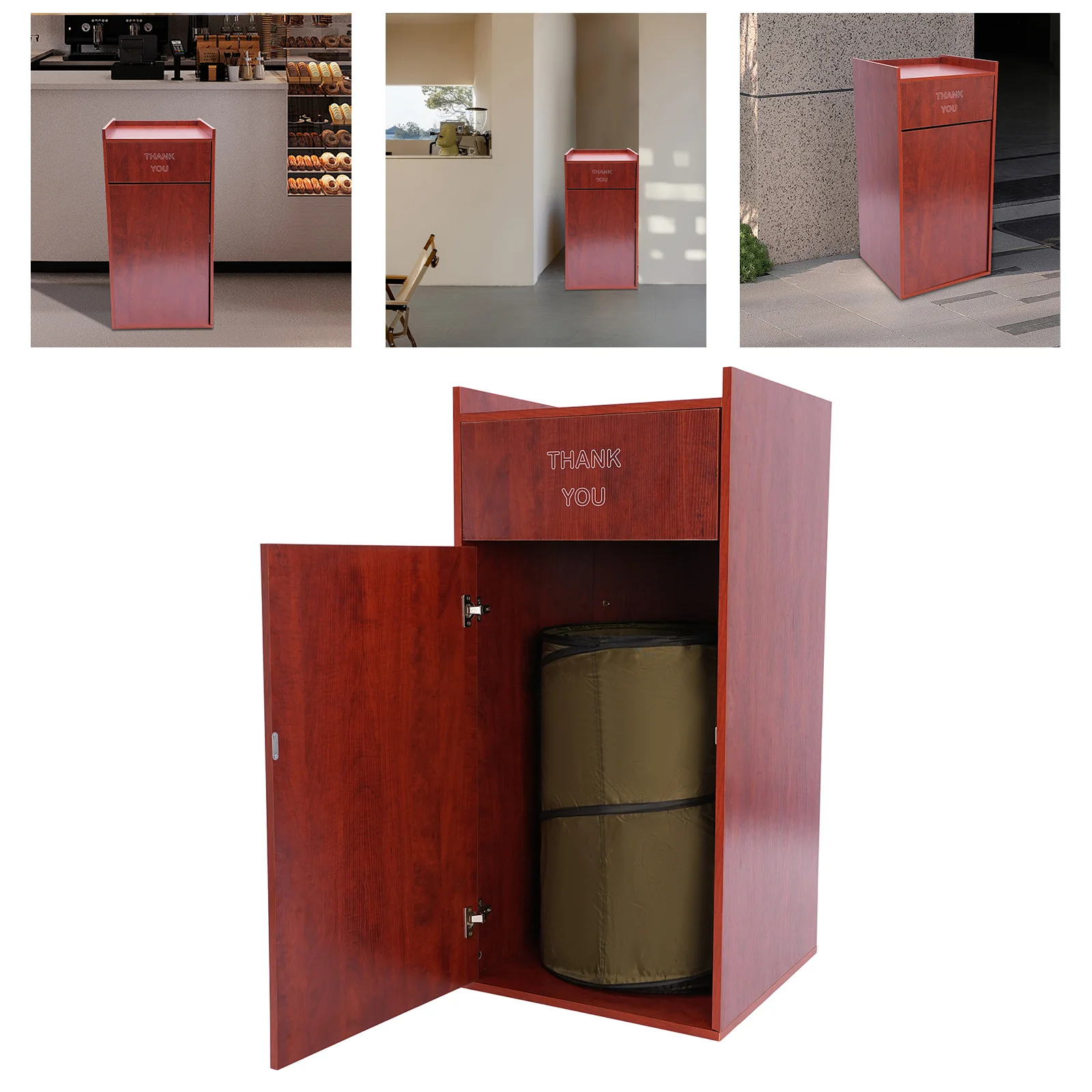 

Brown Commercial Trash Can Cabinet for Efficient Waste Management