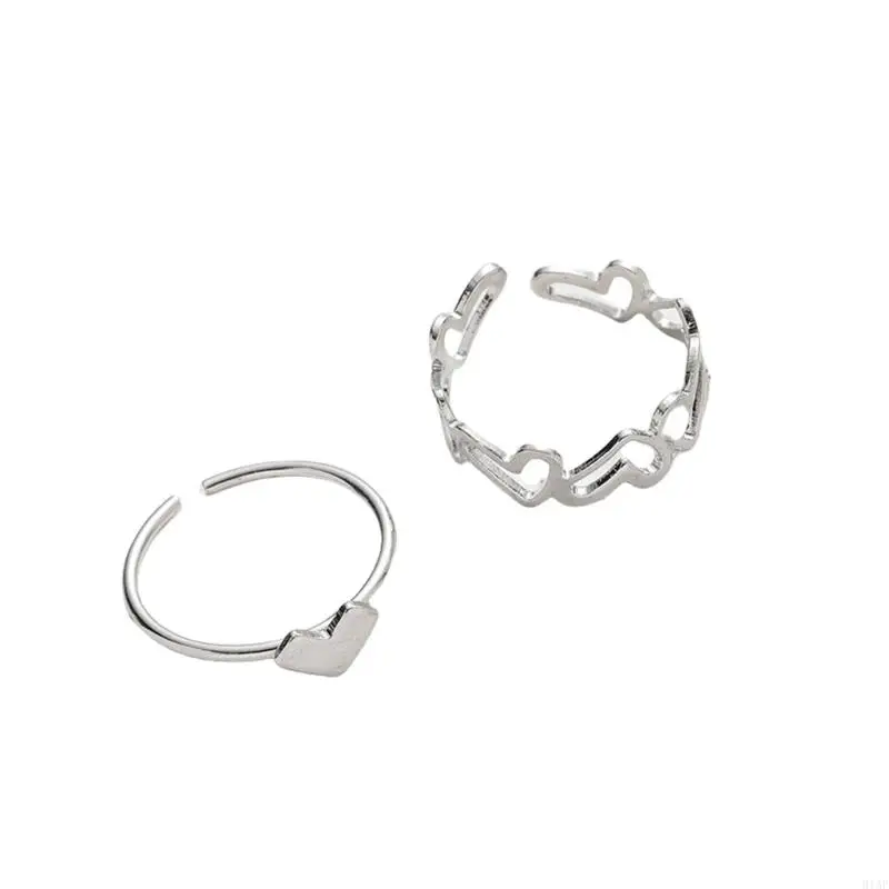 91AF 2PCS DATUM JUDELY Komfortable Ringe Verstellbare Ringe für jugendliche Frauen geeignet