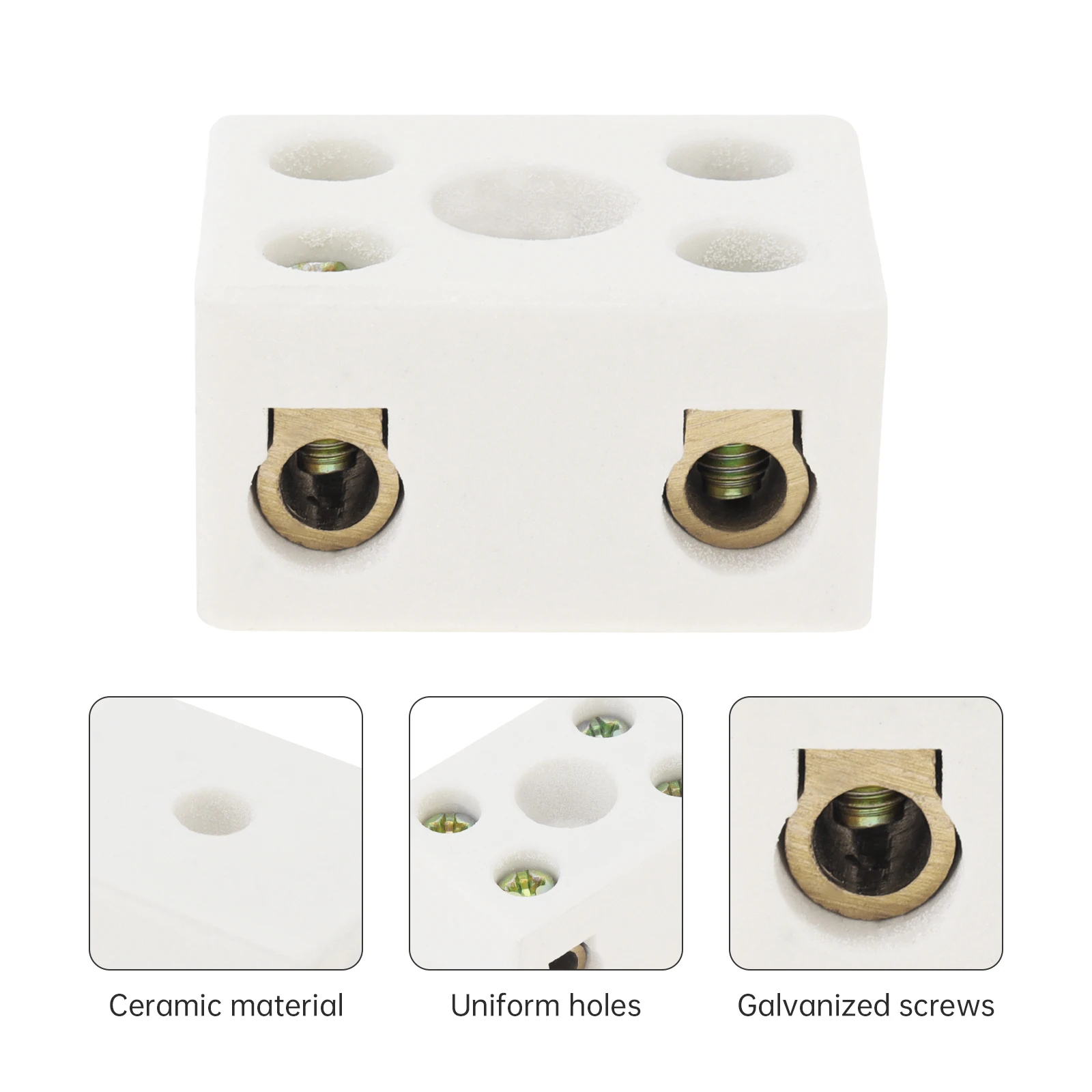 Made of Ceramic High Temperature Resistance 2 Way 15A 250V Ceramic Terminal Block White Porcelain Ceramic Connector