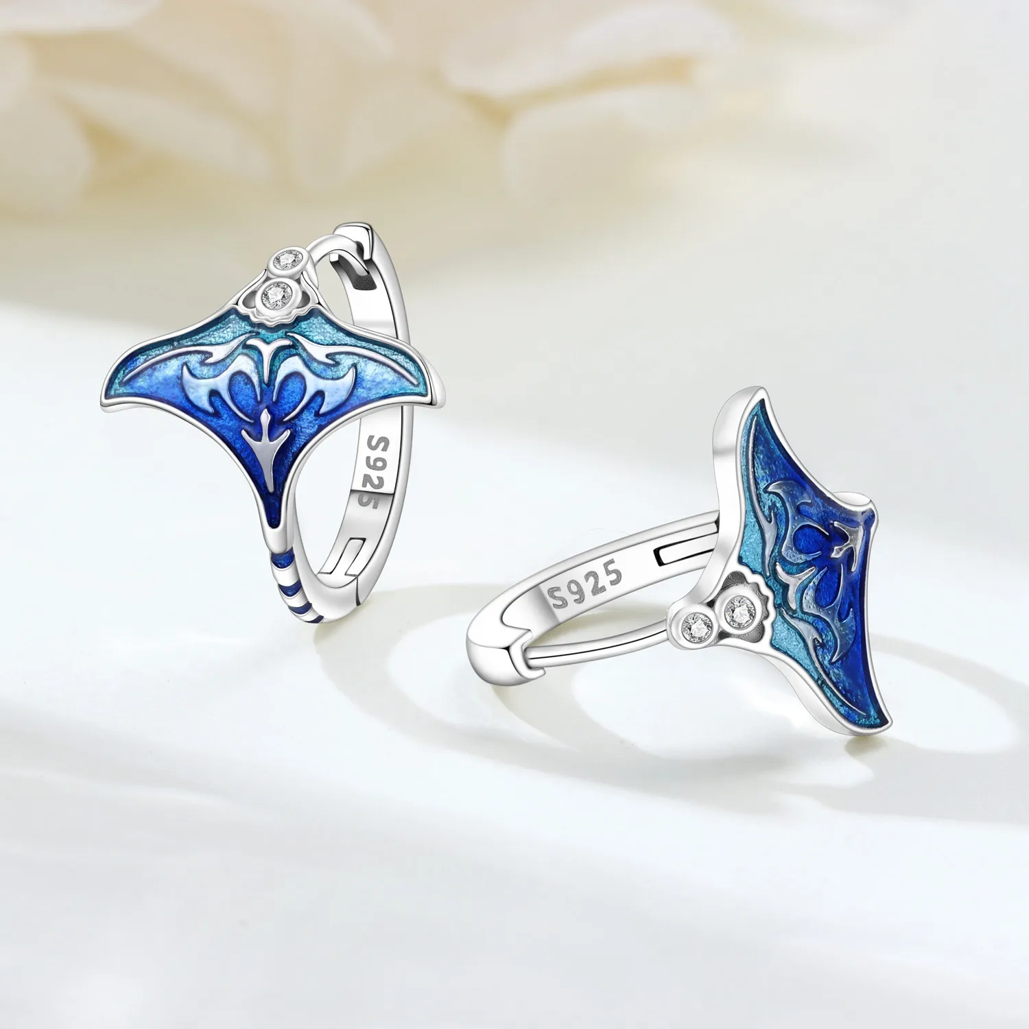 MISEFF S925 Sterling Silver Earring Exquisite Blue Starfish Devil Fish Earring For Women Fashion Jewelry Birthday Gift﻿﻿
