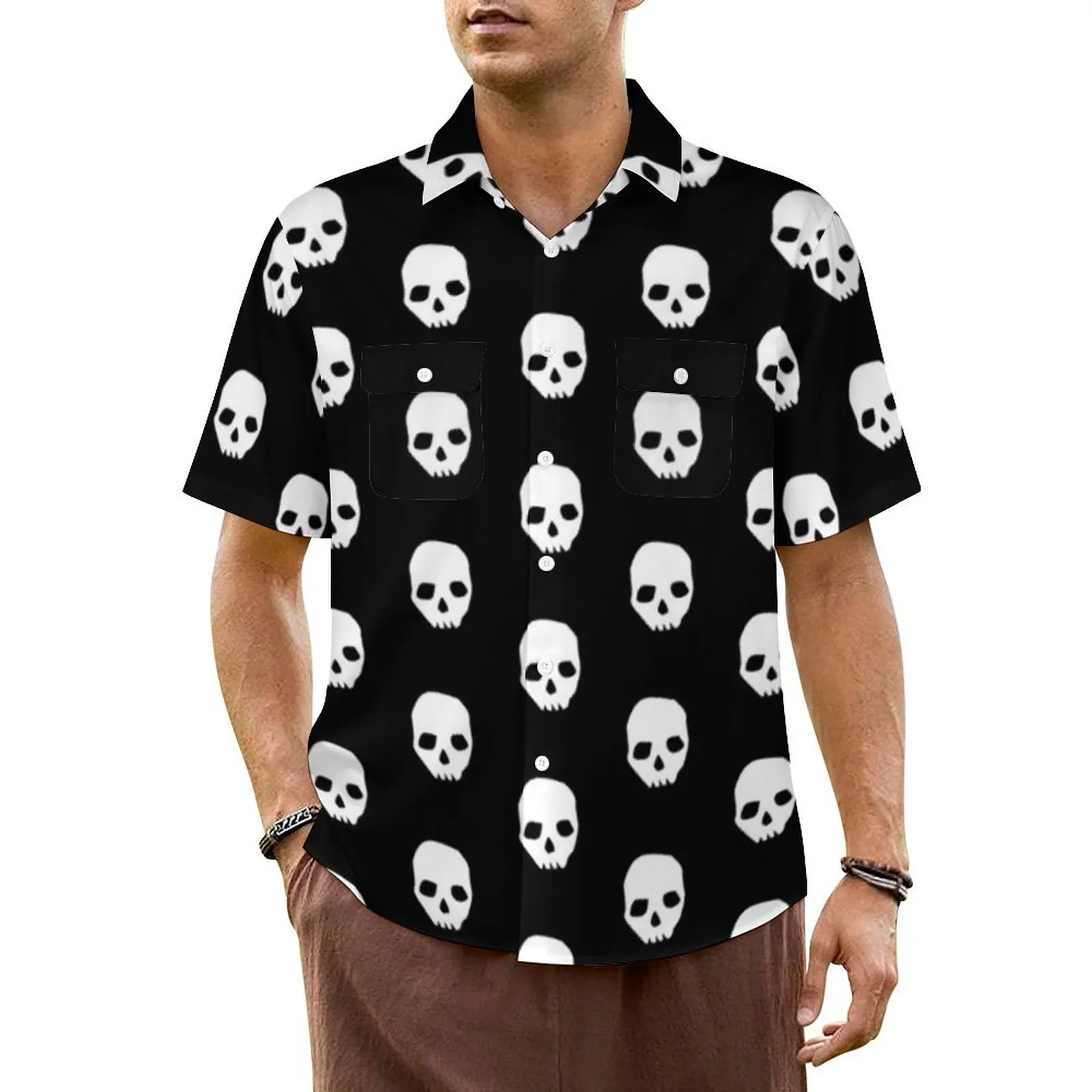 Goonies Skull Casual Shirt Retro Movie Print Cool Summer Shirts Man Short-Sleeve Beach Harajuku Custom Plus Size 5XL Blouses