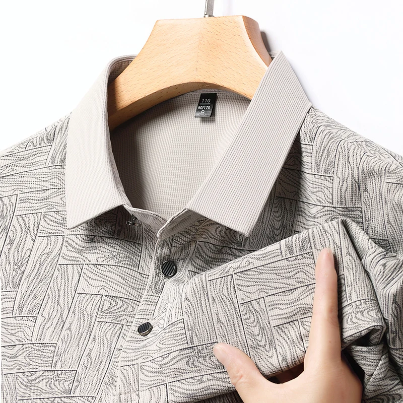 Men's Printed Business Casual Short Sleeve Polo Shirt Comfortable Breathable Fashion Top for Office And Leisure