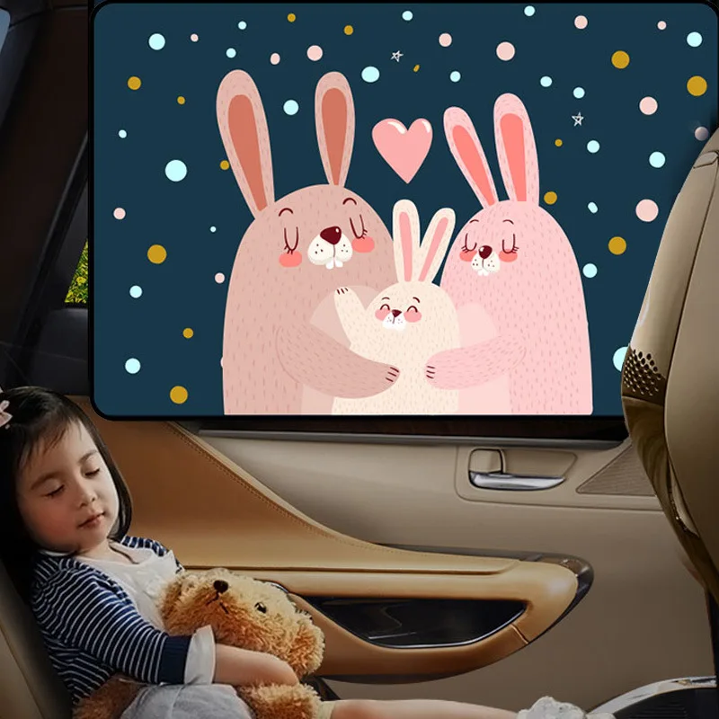 Magnetic Curtain In The Car Window Sunshade Cover Cartoon Universal Side Window Sunshade UV Protection For Kid Baby Children