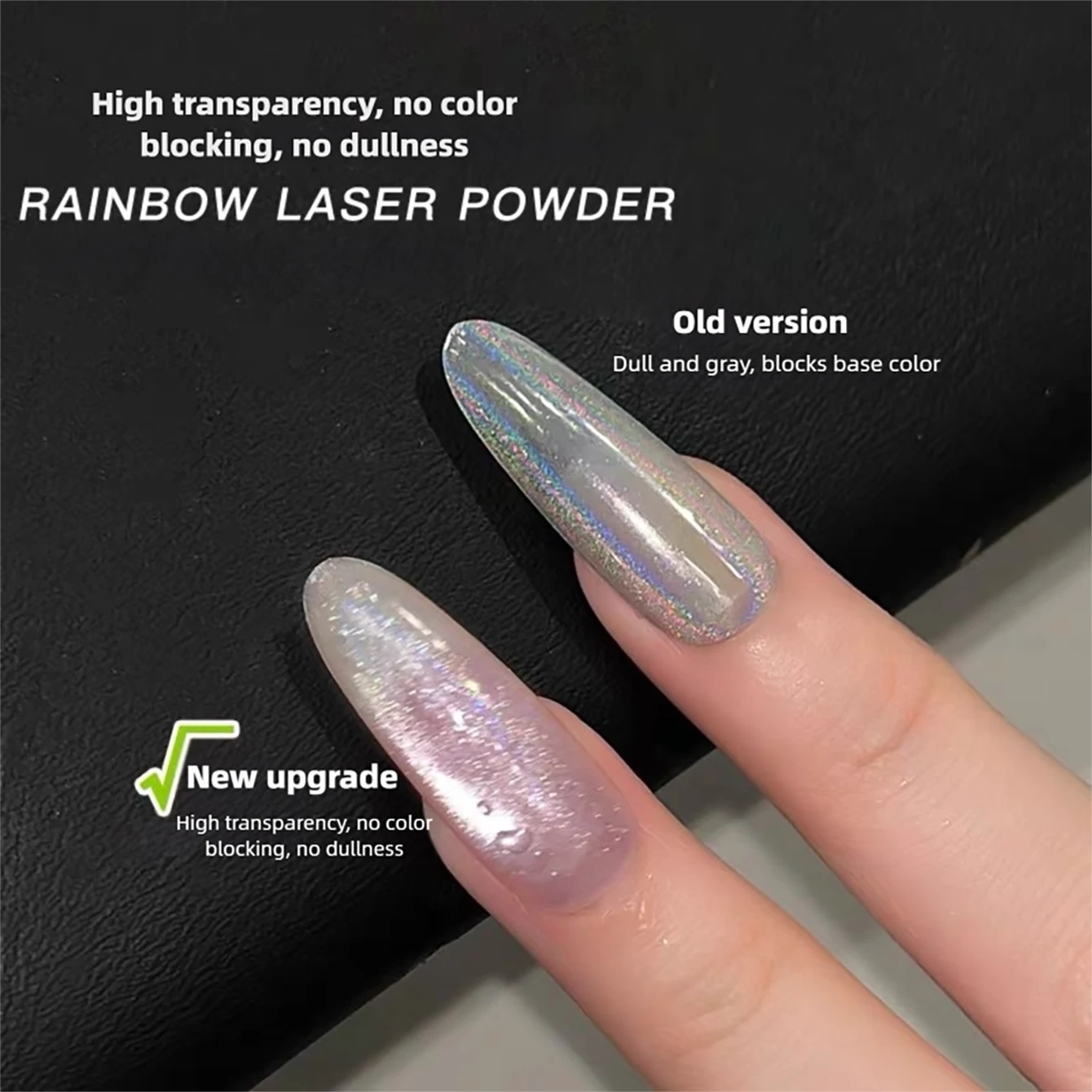 MIANEL Explosive Flash Rainbow Laser Powder New Upgraded Iridescent Transparent Ultra-Fine Glitter Powder Aurora Mirror Powder