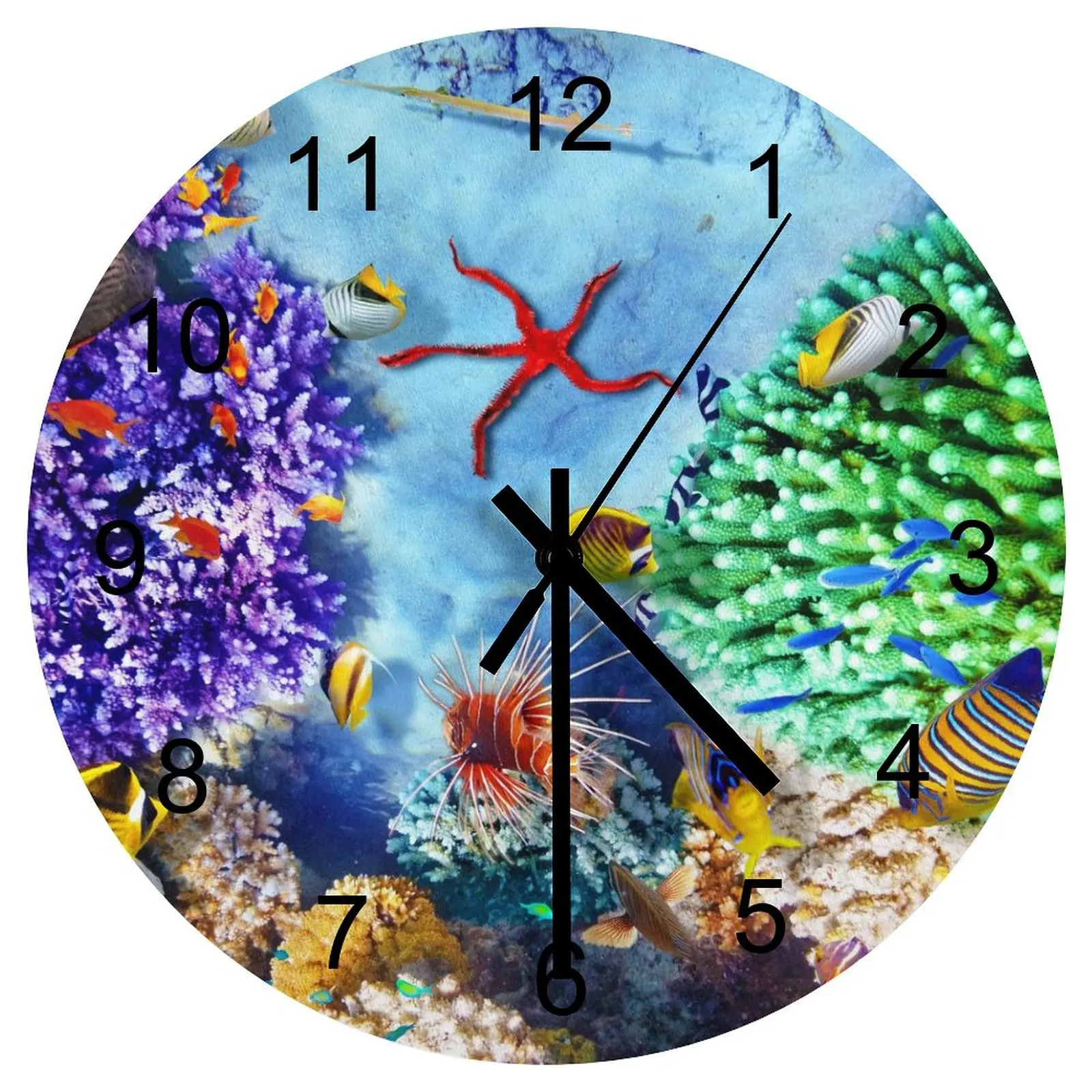 

Dining Room Wall Clock Fascinatingly fish schools Clocks 12 inch Silent Wood Round Durable DIY Theme Abstract