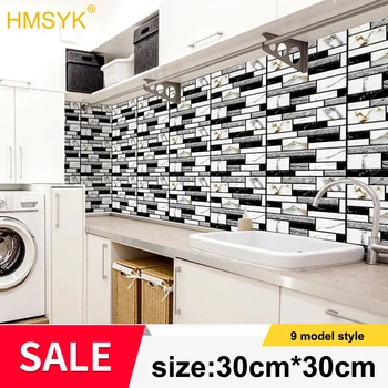 3D kendinden yapışkanlı kiremit duvar Sticker ev dekor PVC etiket kapakları mutfak dolabı banyo duvar kağıdı su geçirmez duvar kağıdı