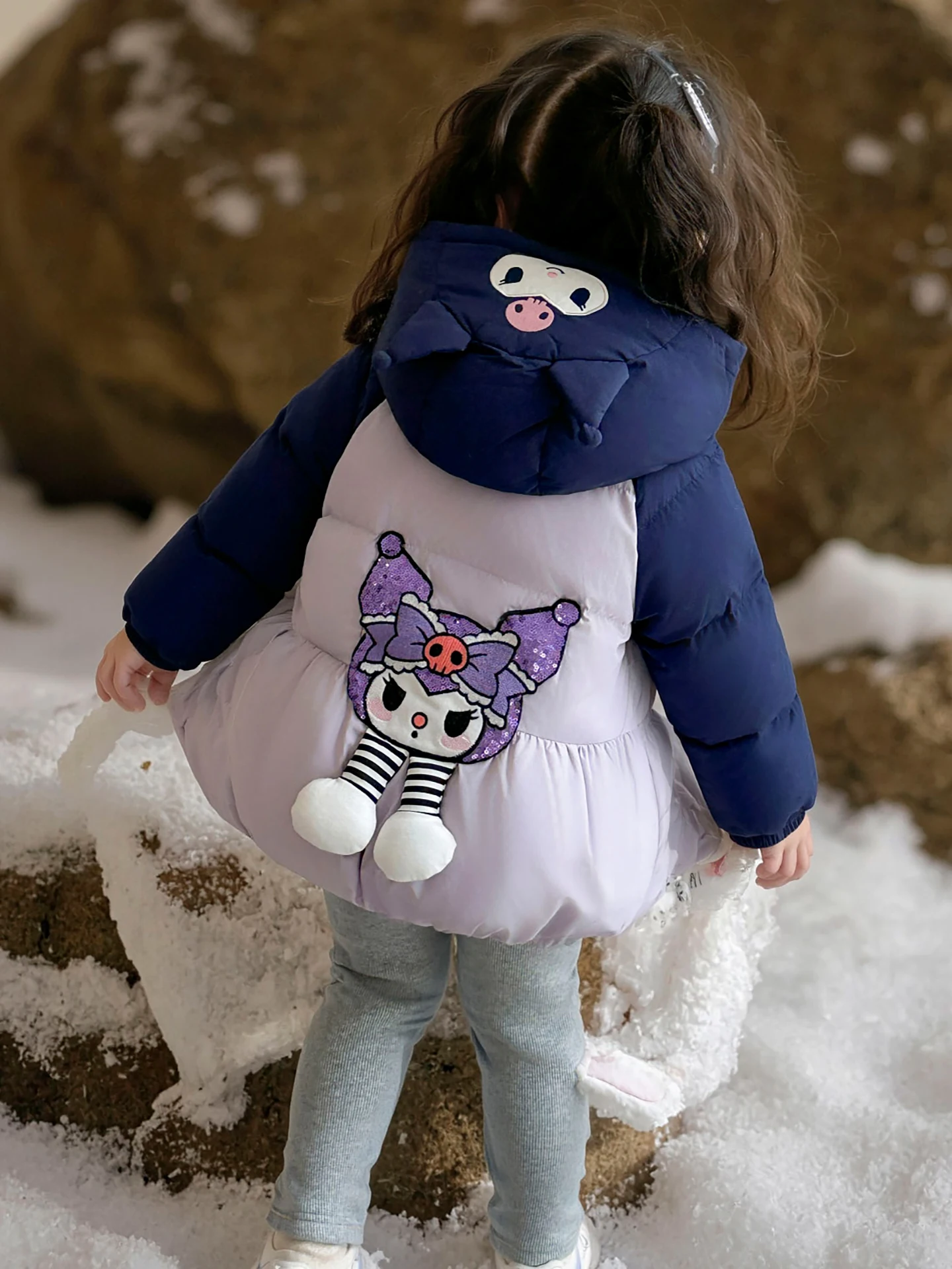 

Зимнее пальто для девочек Thiened Fce, хлопковое, с капюшоном, на молнии, модное, теплое, 2025 год