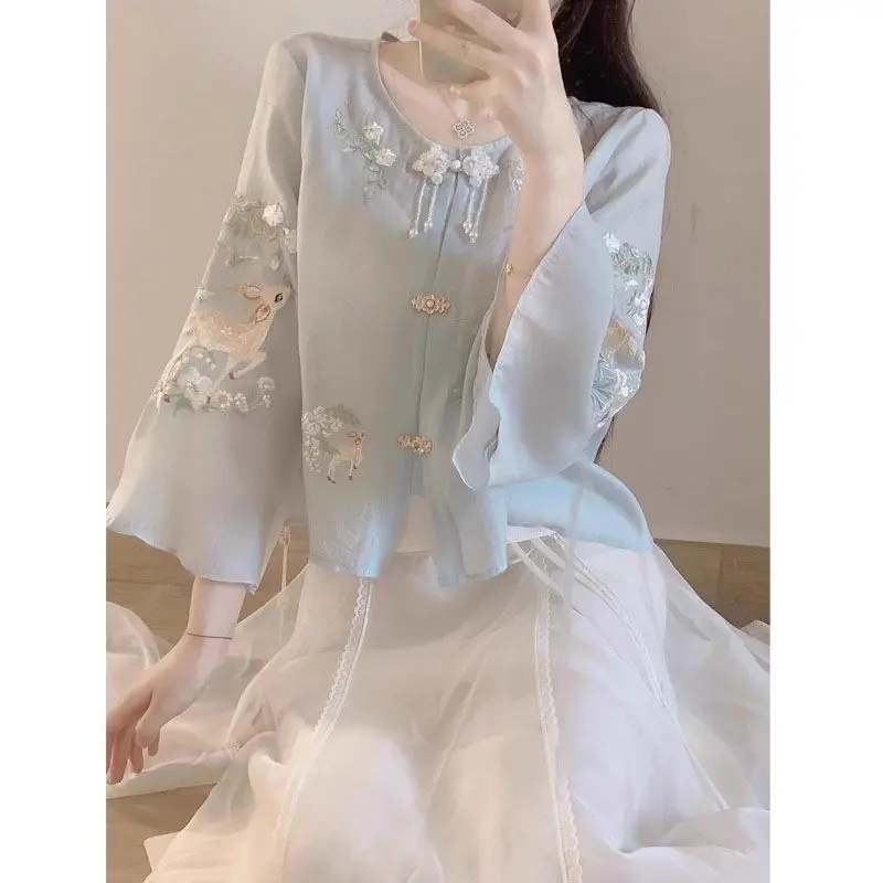 

New Chinese Sle Rvated Hanfu irt Women's High Waist Skirt Faion Sweet Design Autumn 2025 New Arrival