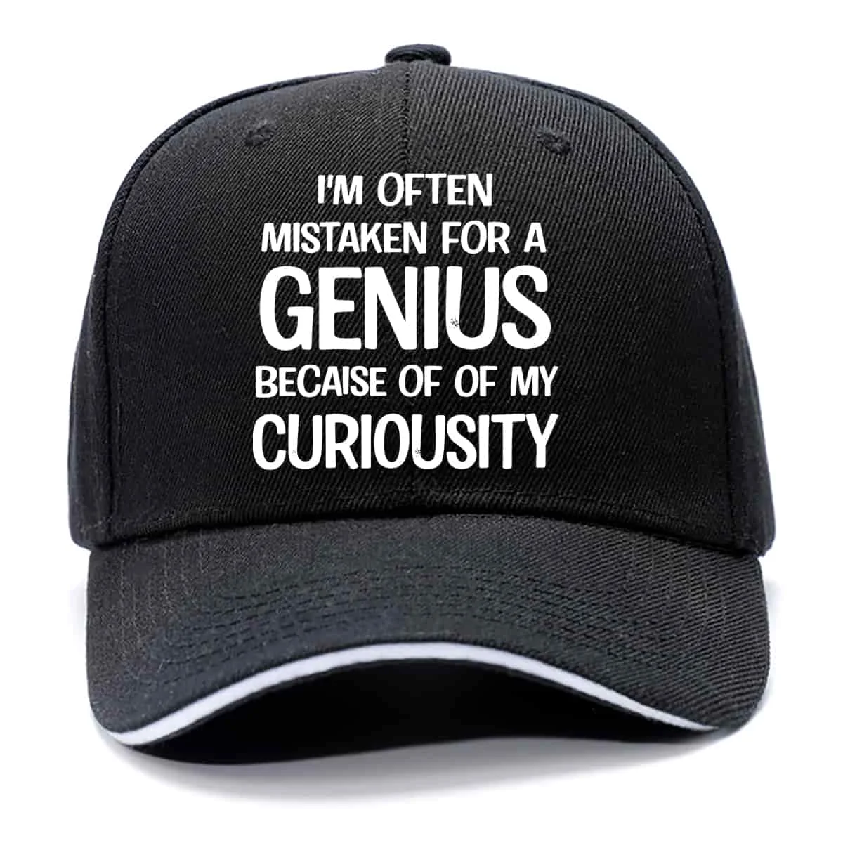 Funny Quote Baseball Cap Adjustable Size I'M Often Mistaken for a Genius because of My Curiosity Daily Sports and Outdoor Activities Unisex Gift for Friends and Family