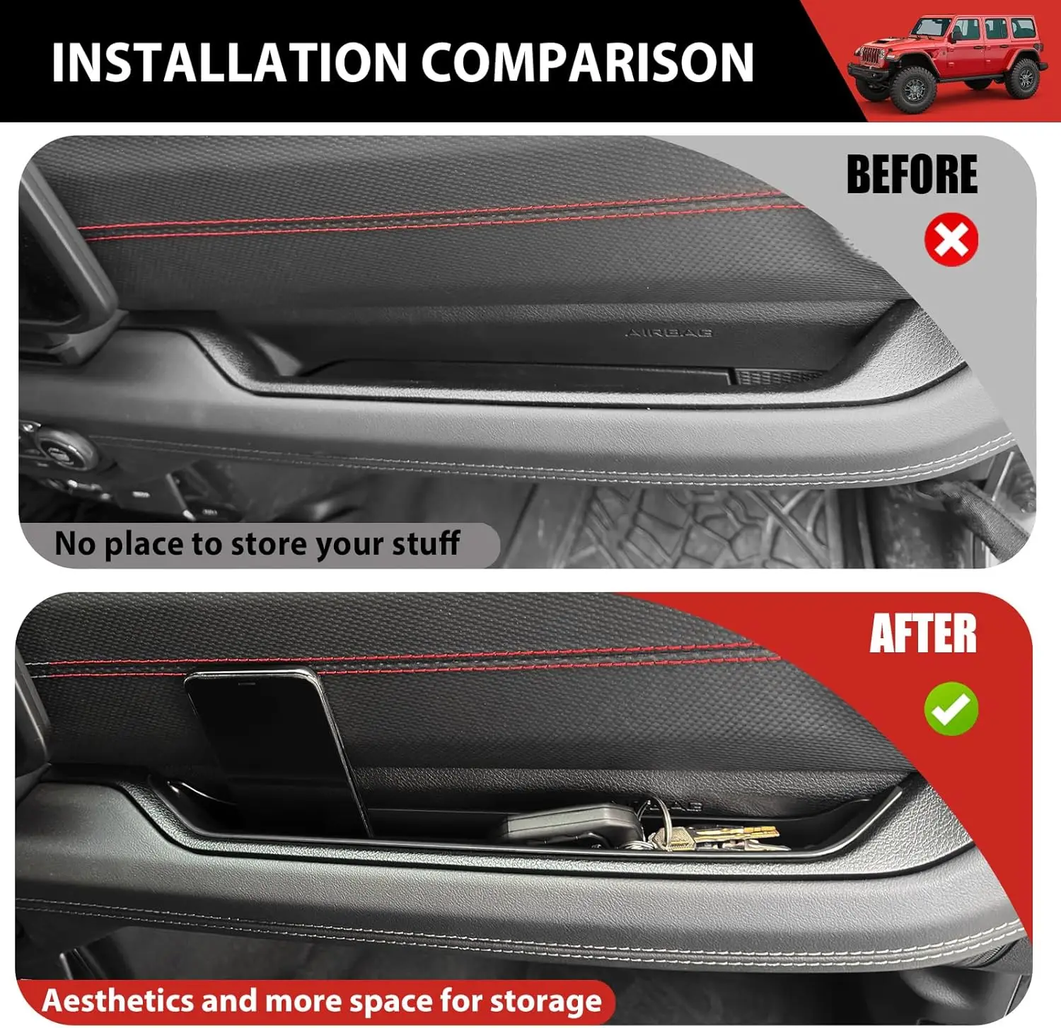 For Jeep Wrangler JL 4XE 2018-2023 Passenger Side Grab Tray for Jeep Gladiator JT Grab Bar Tray High-Quality ABS