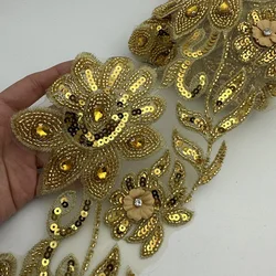 4.5yards Branch design Beaded Embroidered Trim for Bridal Wedding craft for diy garment