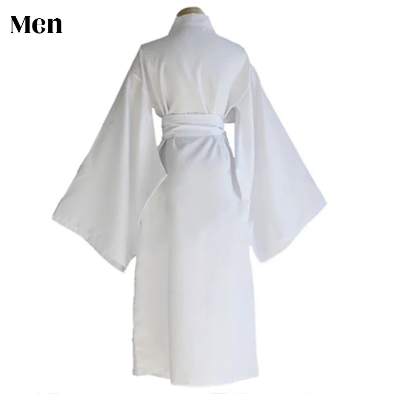 رداء حمام كلاسيكي ياباني للنساء والرجال ملابس نوم يوكاتا بطانة كيمونو بيضاء مع حزام أداء المسرح كيمونو كوسبلاي