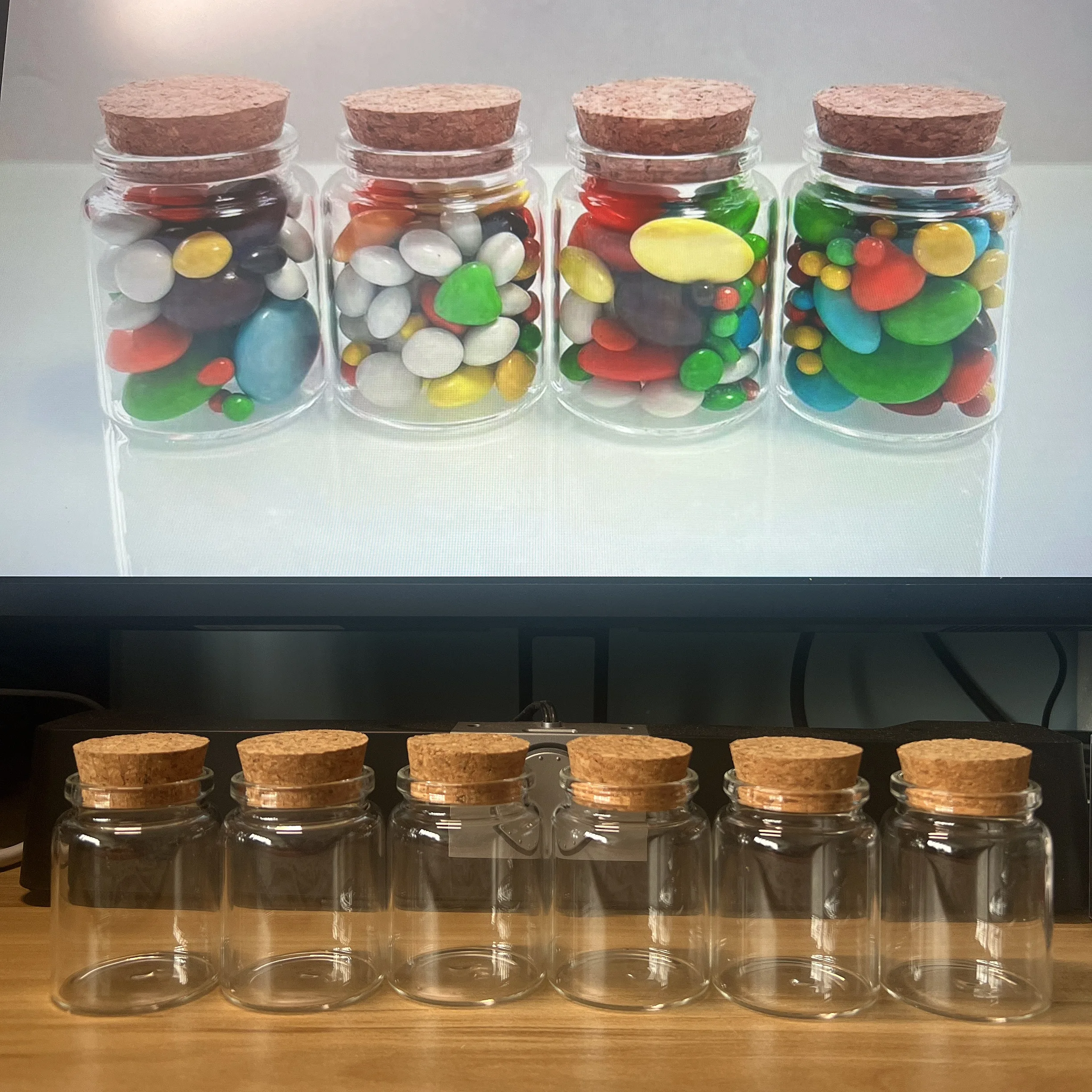 6/16 PCS 60ml Christmas Candy Glass Jars Cork 47×60mm Birthday Party Glass Bottle Storage Vials Containers Test Tube DIY Crafts