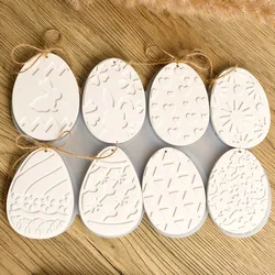 Heart Rabbit Egg Pendant Silicone Mold DIY Easter Ornament Craft Making Plaster Resin Hanging Tags Casting Molds Home Decor