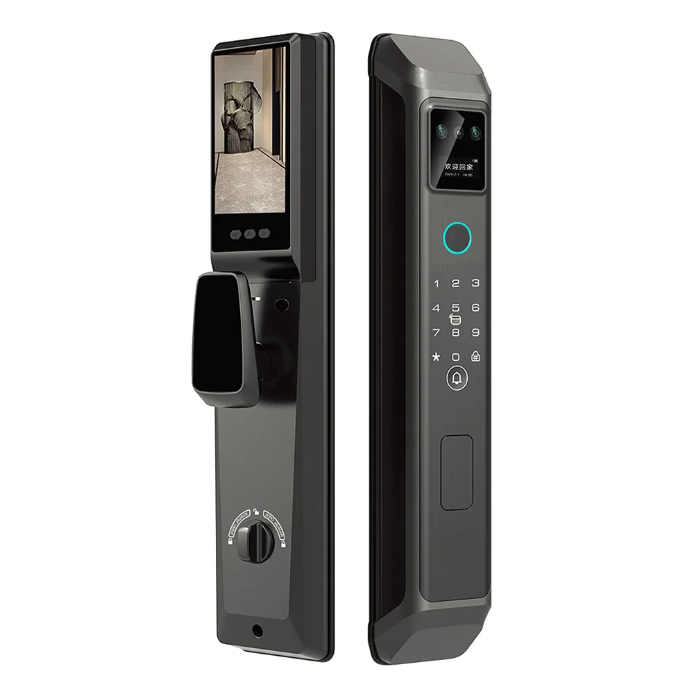 Smart Lock Intercom Real-Time Video Call 3D Face Recognition Fingerprint Smart Camera Cloud Wi-Fi Wood Steel Door