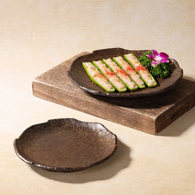 Creative Melamine Hot Pot Meat Platter, Net Red Mountain Style Serving Dish for Beef Tripe Shabu-Shabu