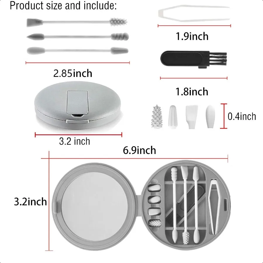 Strogem Tamponi di cotone riutilizzabili con 1 specchio per applicazioni e pulizia del trucco QTip in silicone lavabile portatile multifunzionale