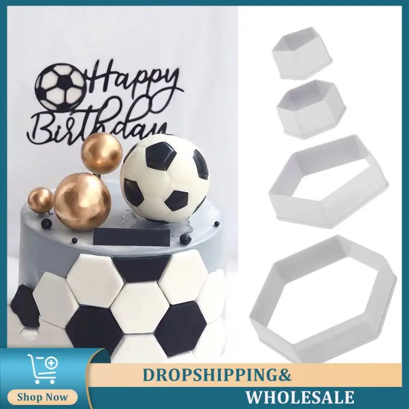 3/4/5pcs Soccer Pattern Cake Cookie Molds Cutters Diy Hexagon Fondant Moulds Soccer Ball Cookie Cutter Football Cake Decorations