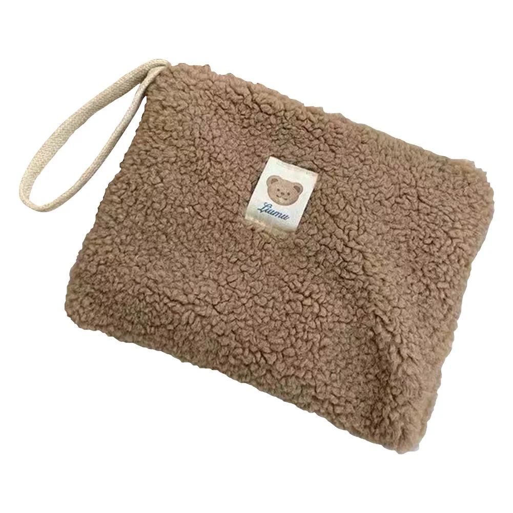 حقيبة مكياج من القطيفة، حقائب يد منظمة محمولة، سعة كبيرة، متعددة الوظائف، كاجوال، نمط الدب اللطيف لقضاء عطلة نهاية الأسبوع