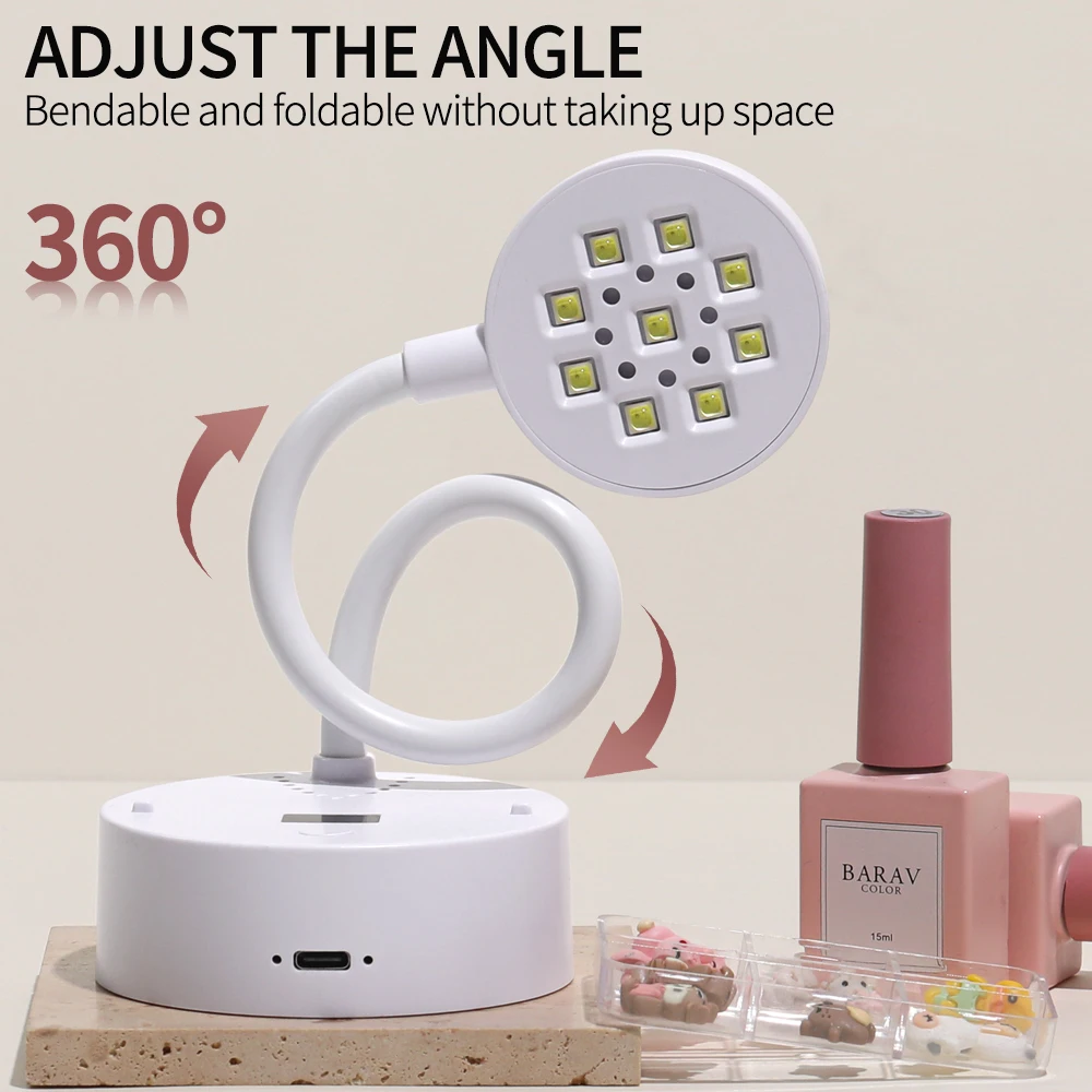 YIKOOLIN LED مجفف الأظافر الأشعة فوق البنفسجية هلام مسمار مصباح قابلة للشحن التحكم باللمس التجفيف السريع 360 °   مصباح طاولة قابل للانحناء لفن الأظافر