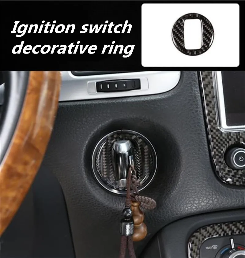 

1pc Car stickers Epoxy Carbon Fiber Ignition switch decorative ring for 2011-2018 Volkswagen VW Touareg