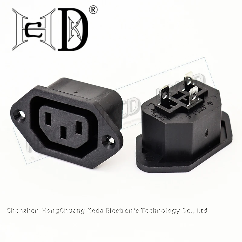 2pcs AC05 IEC320 C13 Female Power Outlet Socket with Screw Ears for PDU UPS Equipment Repair AC-05