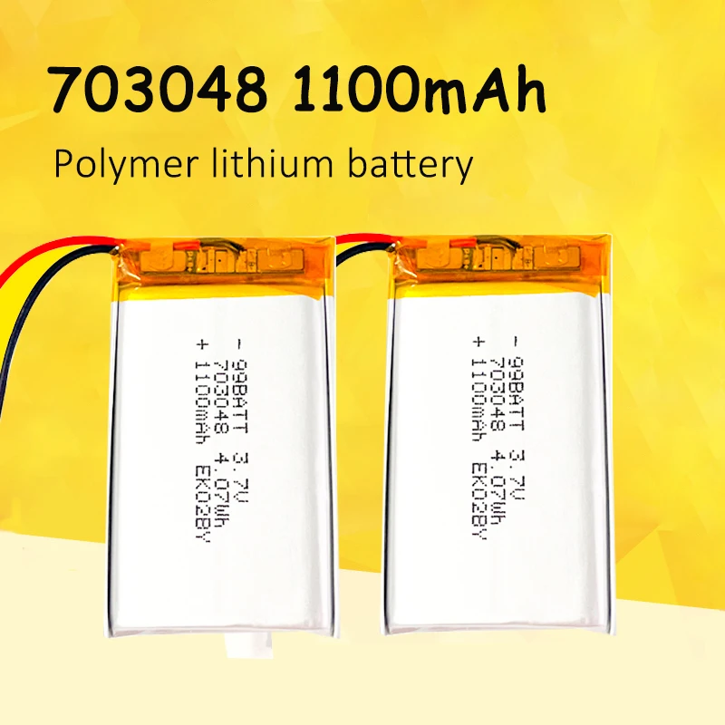

1-10pcs 703048 3.7V 1100mAh Li-ion Rechargeable Polymer Lithium Battery for Smart Speakers Beauty Device Dog Trainers GPS Toys
