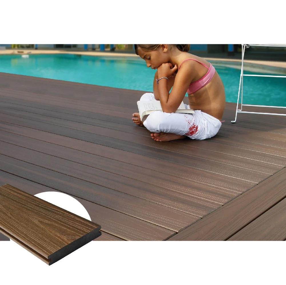 Wholesale Custom Reddish Brown Backyard Pool Terrace Terrace Pvc Decking Pvc Flooring