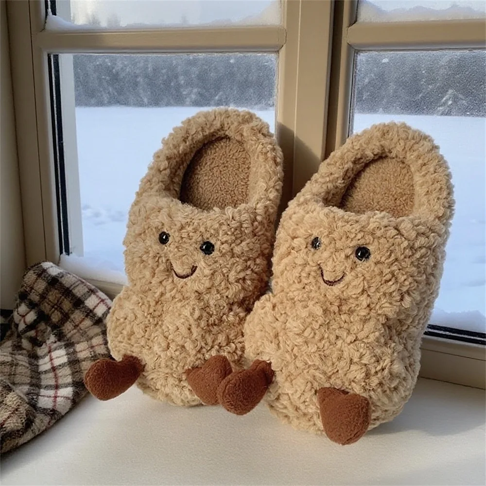 Frauen Innen Flauschigen Hausschuhe Nette Cartoon Herbst Winter Haus Schuhe Warme Faux Pelz Anti-slip Mädchen Student Hause Baumwolle rutschen – Detail 3