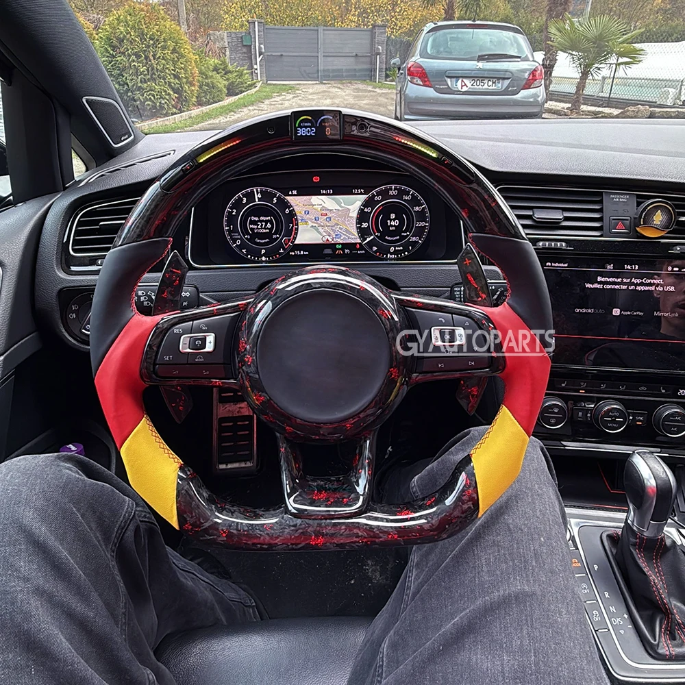 Customized LED Steering Wheel Fit For VW Golf 7 MK7 Mk7.5 GTI Scirocco Polo GTS R Line 2014-2017 Forged Carbon