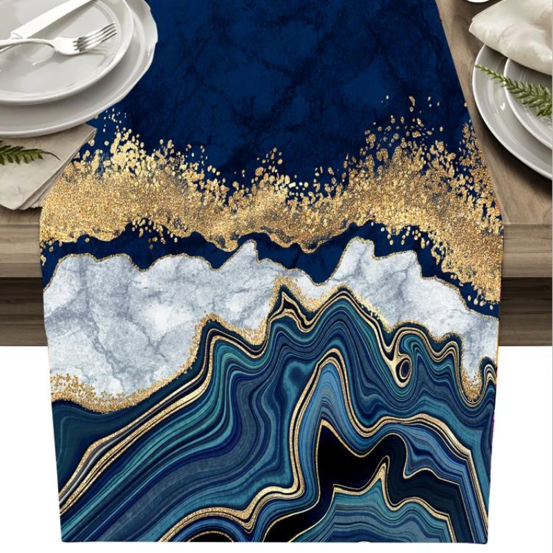 Marble Geometric Printing Table Runner Stylish Noble Boho Table Runner Suitable for Wedding Party Home Kitchen Decoration