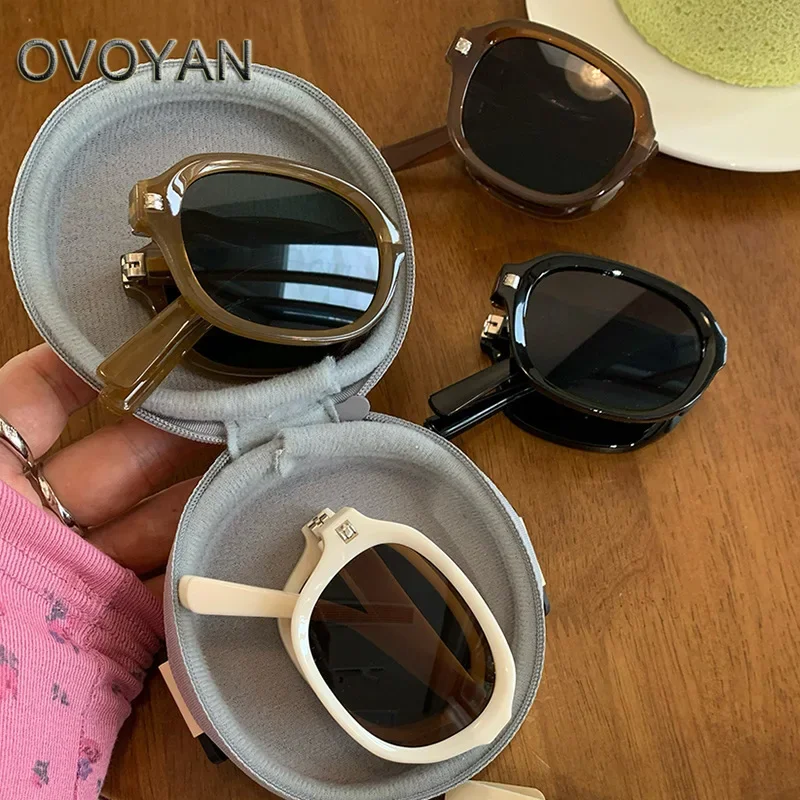 

Oval New Fold Sunglasses Women Fashion Convenient Small Eyewear Women/Men Simple Retro Sun Glasses Women Gafas De Sol Hombre