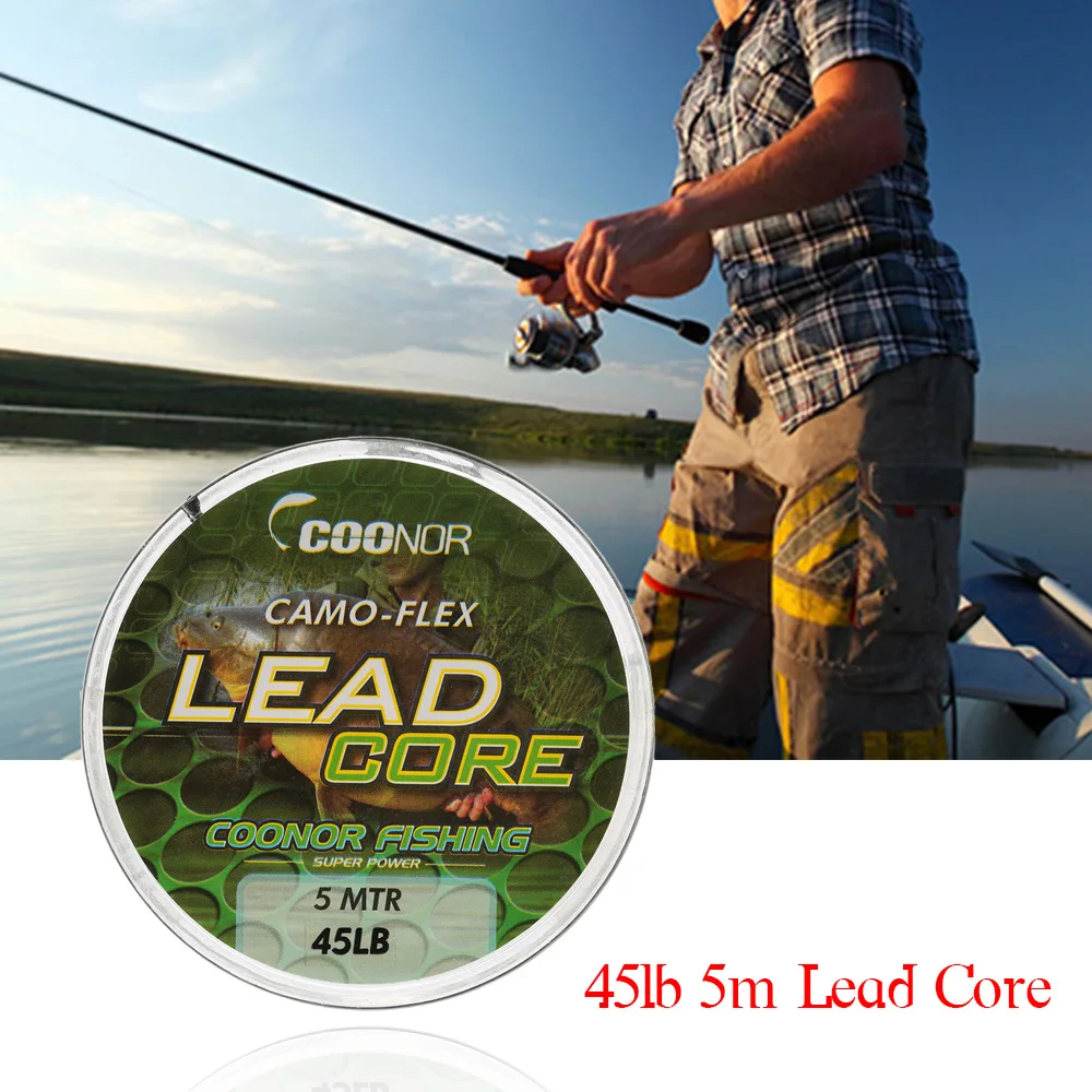 Lixada 35lb / 45lb / 55lb 5m Fishing Line Leadcore Braided Camouflage Carp Hair Rigs Lead Core Fishing Tackle Lineas de pesca