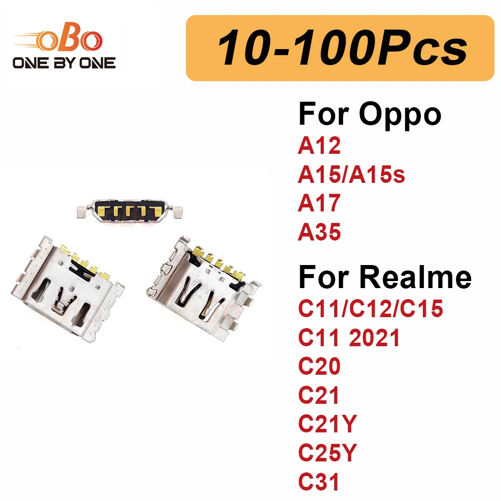 

10-100 шт. разъемы для зарядки (USB) для Oppo A12 A15 A17 A35 Realme C11 C12 C15 C20 C21Y C25Y, ремонтный комплект