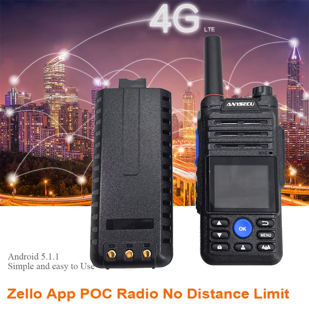 Radio Jaringan 4G ANYSECU T56 Zello Android 5.1.1 Baru Dengan GPS Wifi Baterai 8800mAh PTT Walkie Talkie