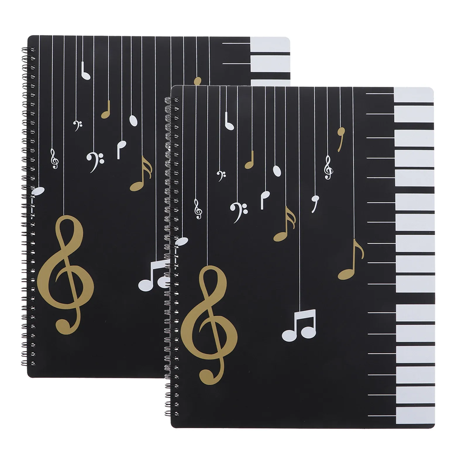 2Pcs A4 Music Folder Insert Design Piano Sheet Music Folder Organizer Black Matte Surface for Practice Stage Performance