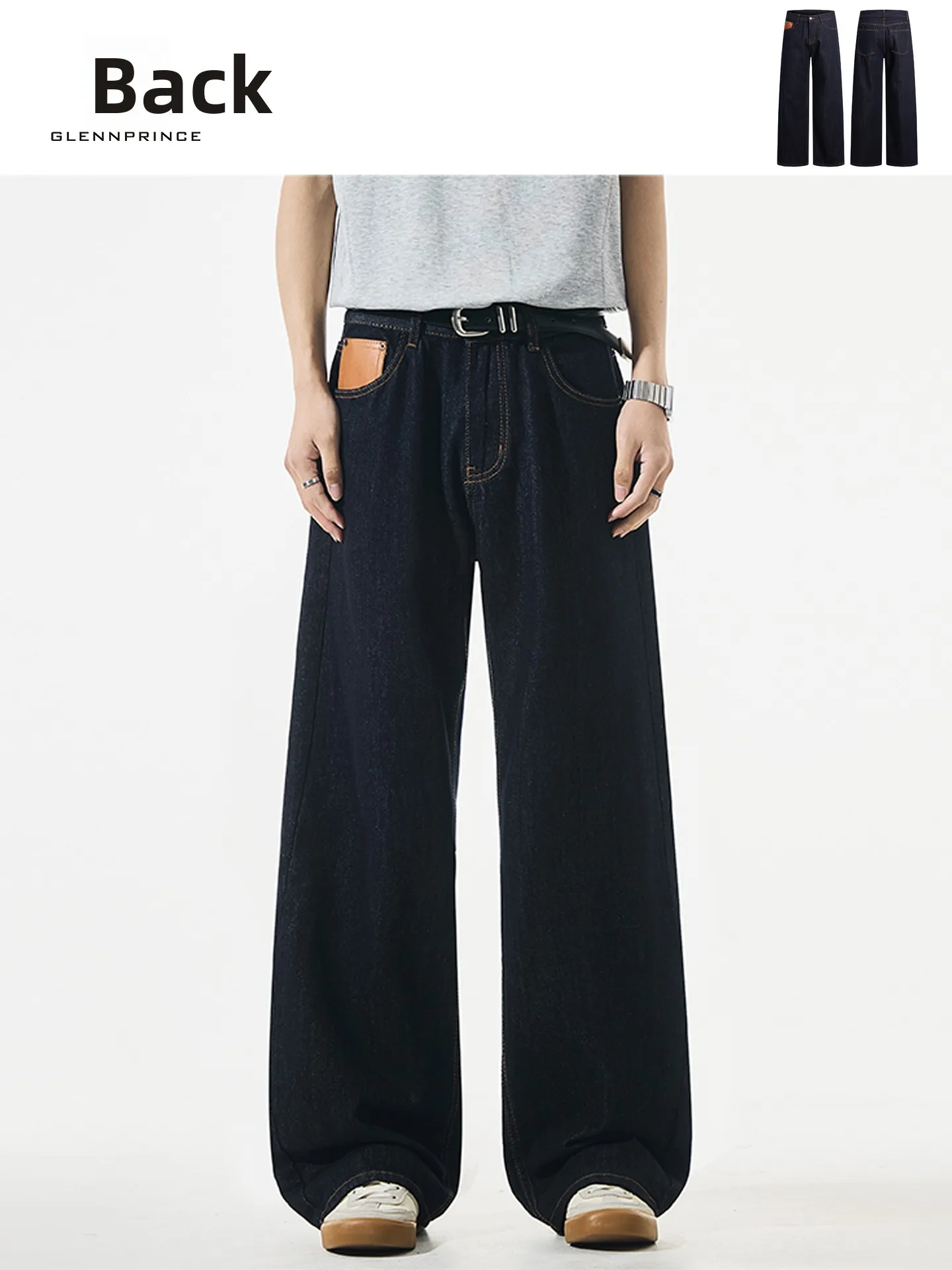 

American High Street Original Color Denim Men's Retro CleanFit Lazy Drape Straight Leg Long Pants Casual Loose Straight Cut J...