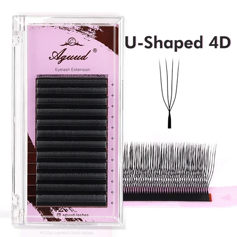 AGUUD NEW U Shape Eyelash Extension U-YY False Eyelashes Matte Black 3DU 4DU 5DU Eyelash Easily Grafting Natural U Shaped Lashes