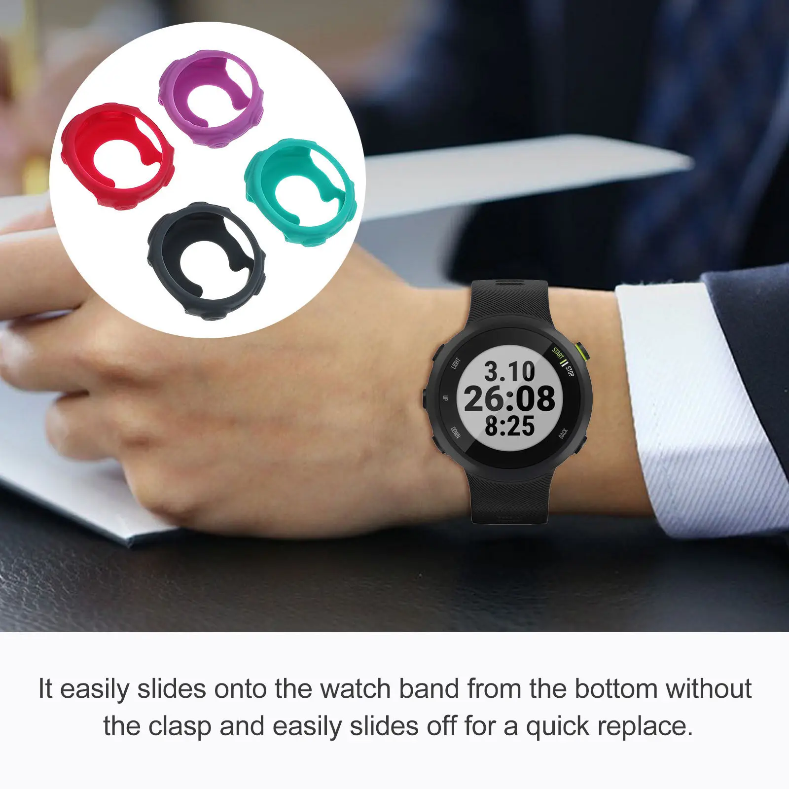 

4Pcs Silicone Full Body Case for Forerunner 235 735Xt Waterproof Wear Resistant Watch Protector Cover Smart Band Accessory