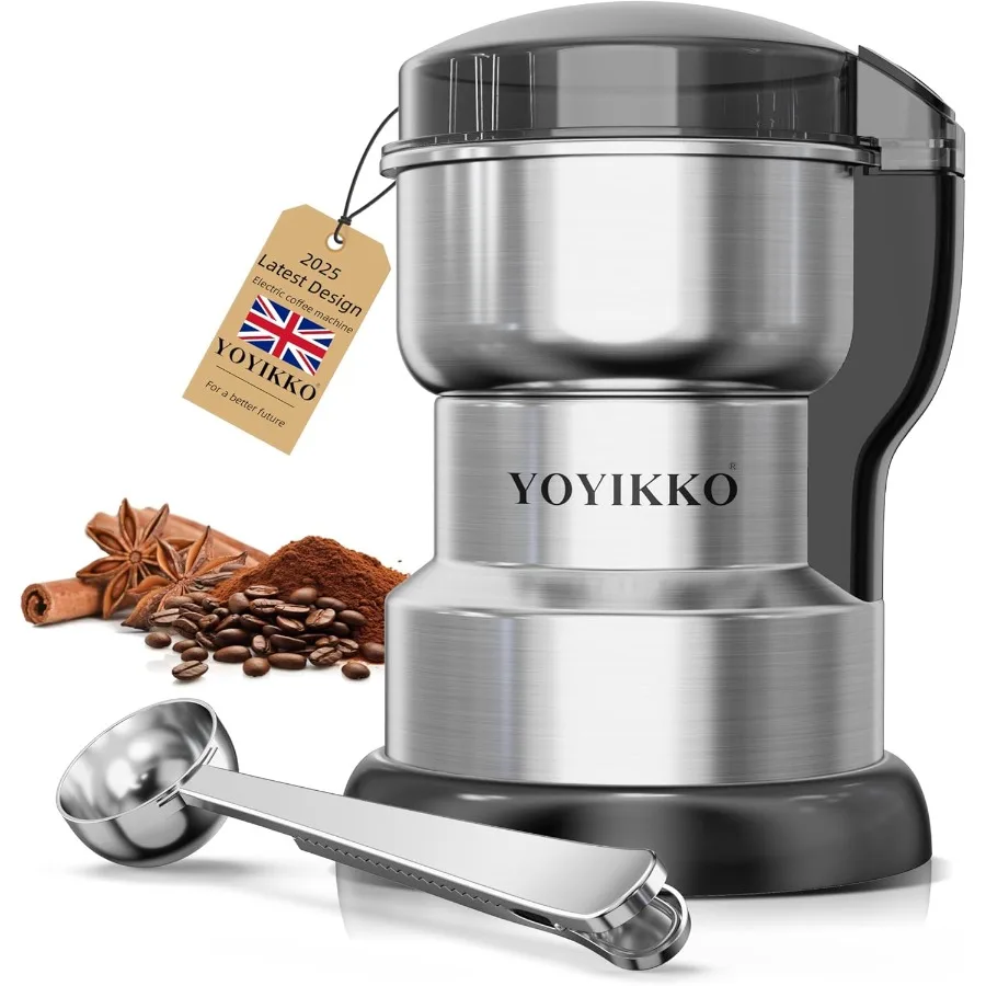 

Электрическая кофемолка 300 Вт с регулируемой степенью помола для эспрессо/капельного/горячего заваривания, серебристая-88, многофункциональная для кофе, специй и других продуктов