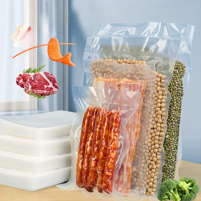 

Mesh Vacuum Food Bags Sealed Cooked Food Packaging Bags Transparent and Fresh-keeping Food Nylon Sealed Bags with Air Extraction